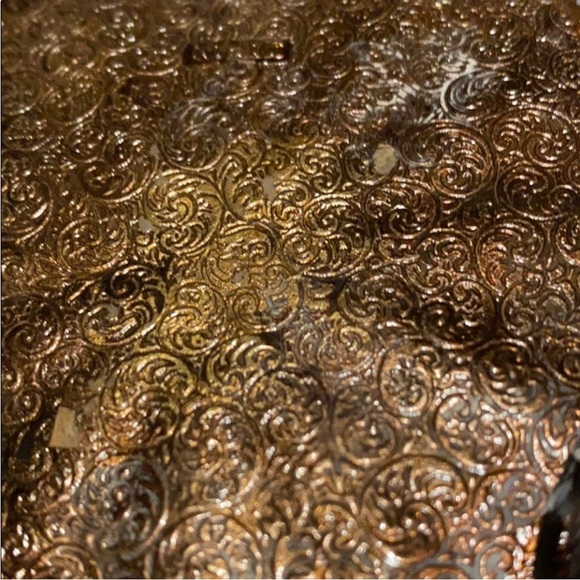 VINTAGE Japanese Jewelry Box Footed Floral Trinket Lined Metal Art Storage Box - Picture 6 of 10